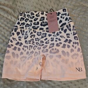 Noire Blanc Active Wear Biker Shorts Nwt Leopard Print